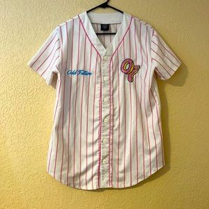 Pink and white odd future baseball jersey